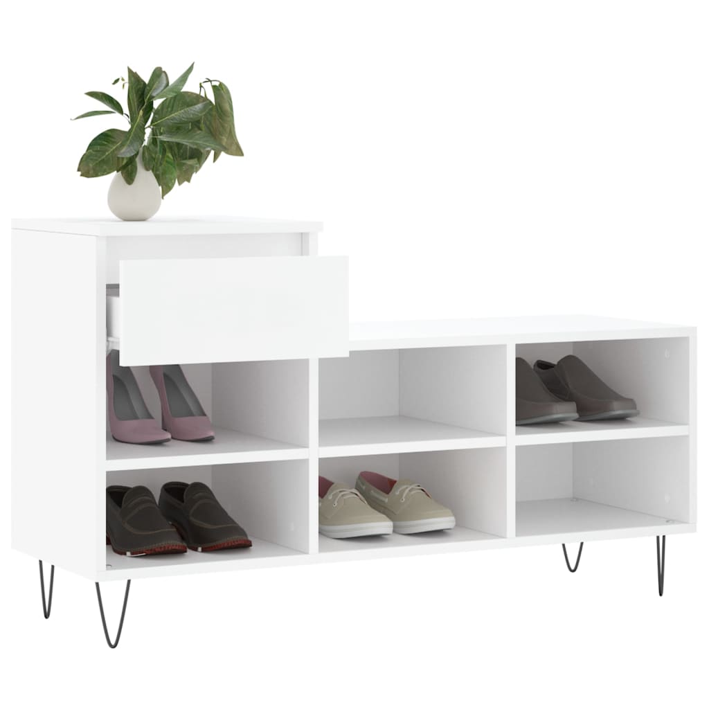 Shoe Cabinet White 102x36x60 cm Engineered Wood