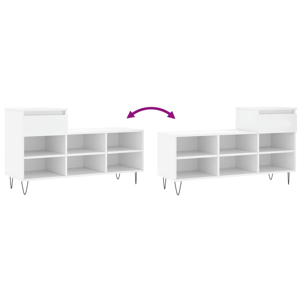 Shoe Cabinet White 102x36x60 cm Engineered Wood