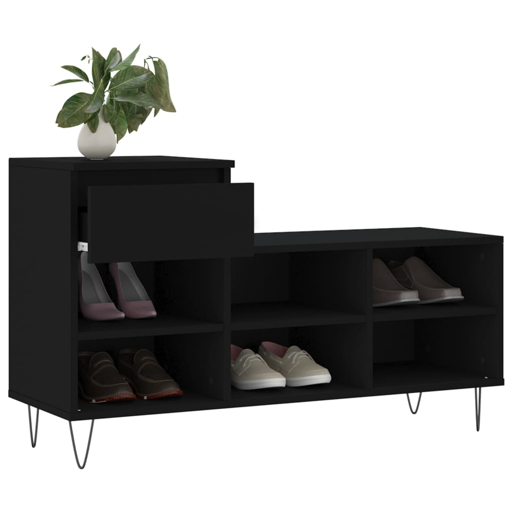 Shoe Cabinet Black 102x36x60 cm Engineered Wood