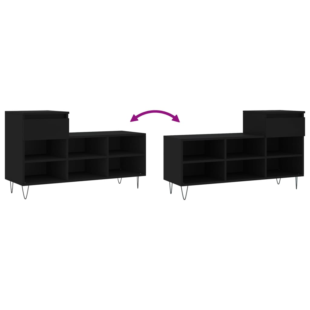 Shoe Cabinet Black 102x36x60 cm Engineered Wood