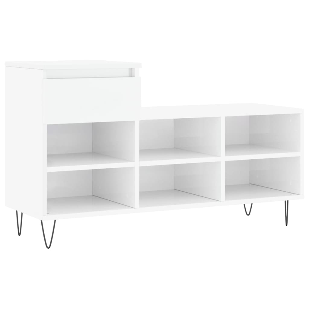 Shoe Cabinet High Gloss White 102x36x60 cm Engineered Wood