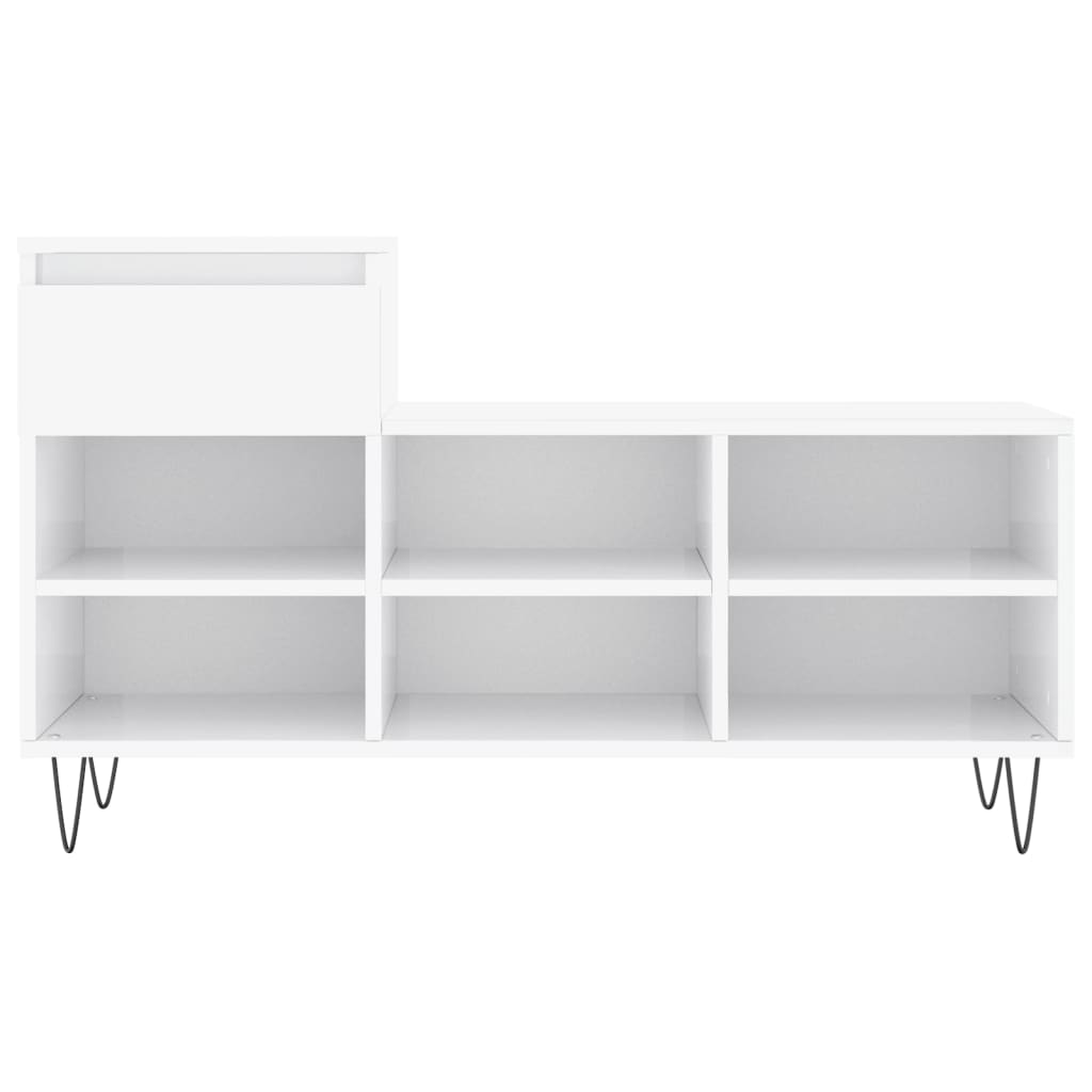 Shoe Cabinet High Gloss White 102x36x60 cm Engineered Wood