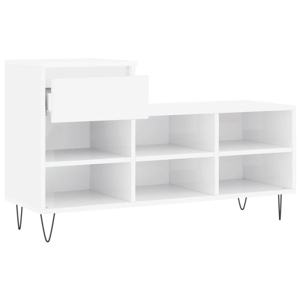Shoe Cabinet High Gloss White 102x36x60 cm Engineered Wood