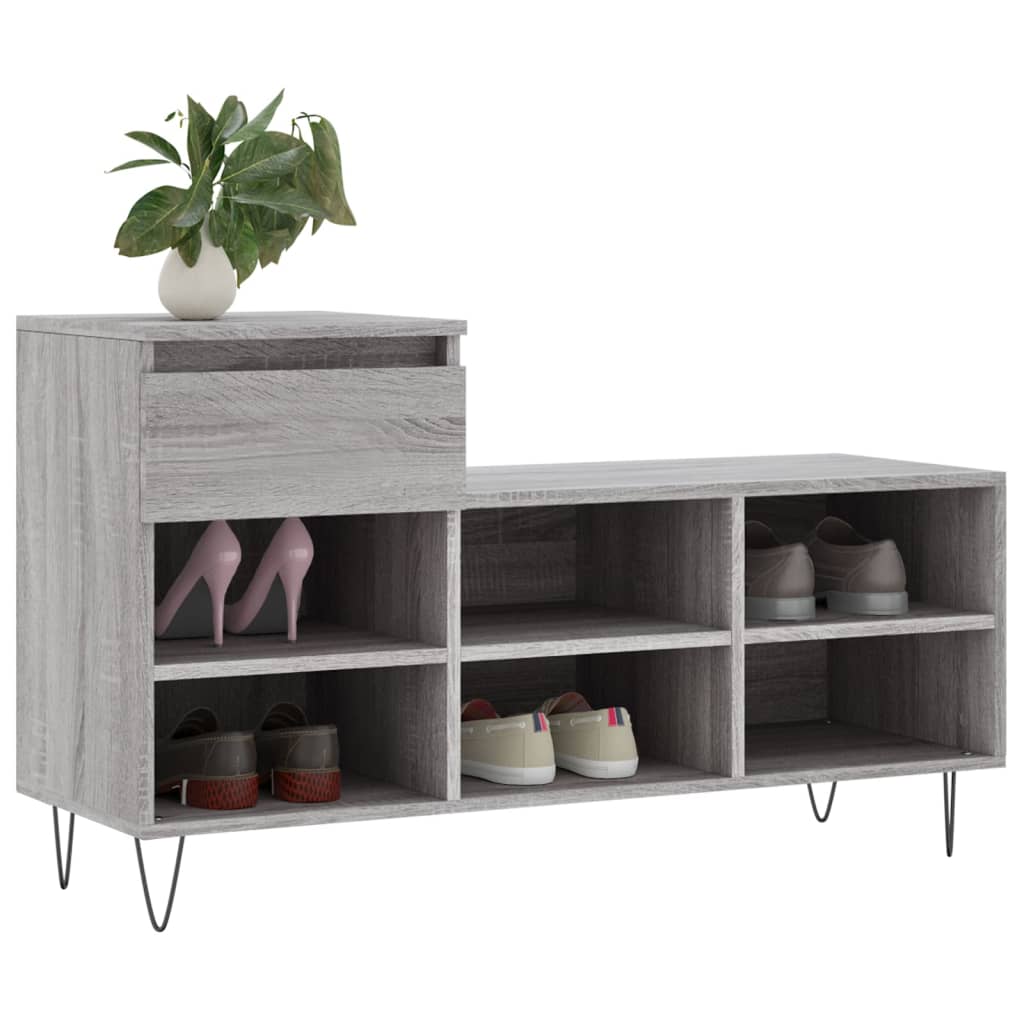 Shoe Cabinet Grey Sonoma 102x36x60 cm Engineered Wood