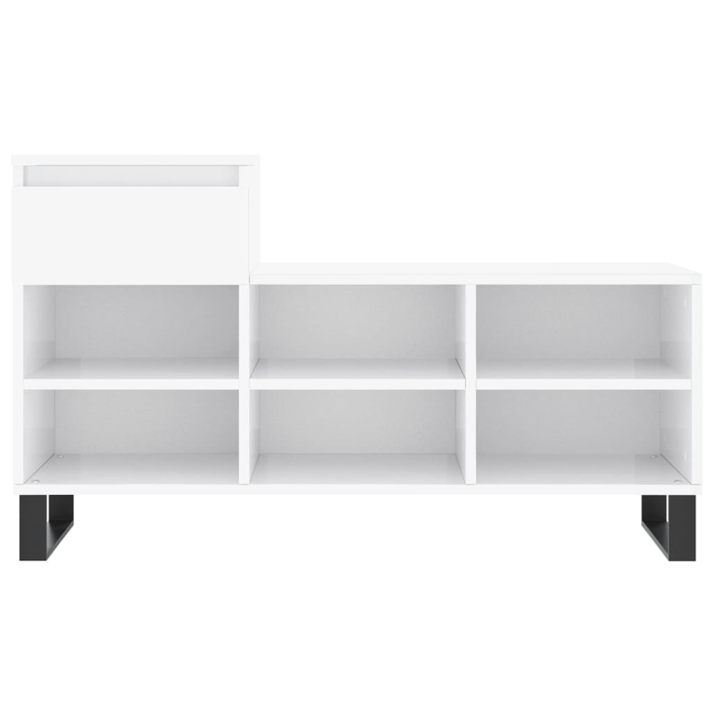 Shoe Cabinet High Gloss White 102x36x60 cm Engineered Wood