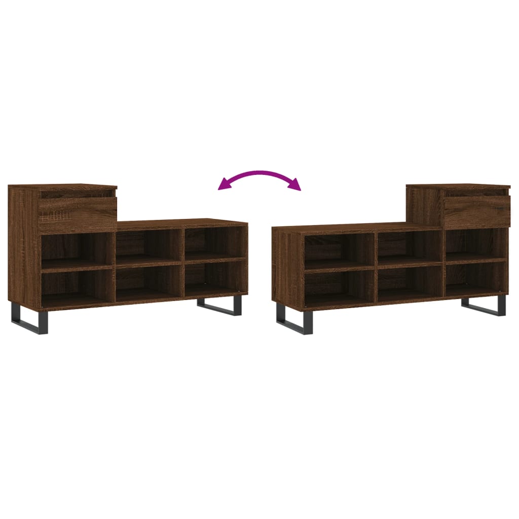Shoe Cabinet Brown Oak 102x36x60 cm Engineered Wood