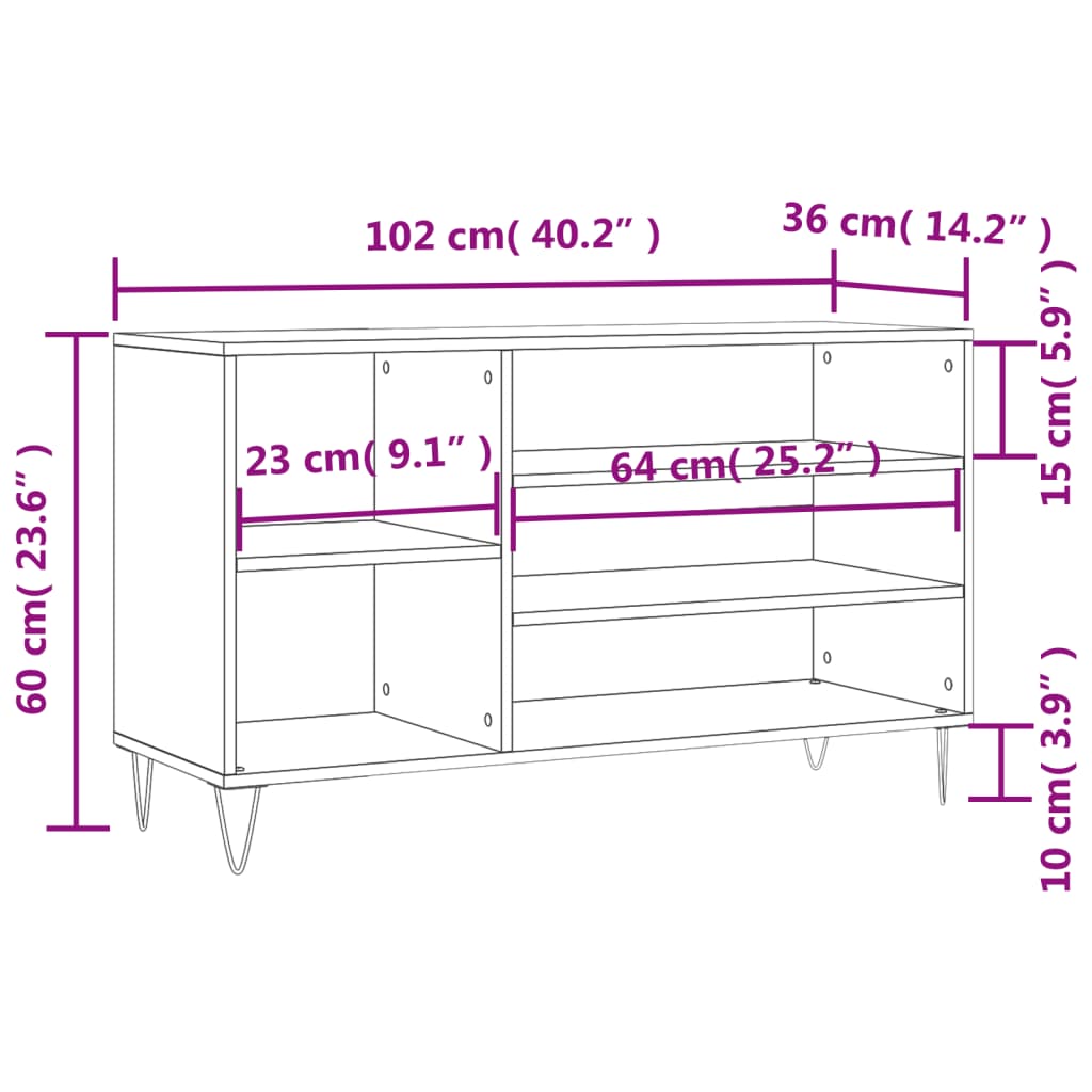 Shoe Cabinet Sonoma Oak 102x36x60 cm Engineered Wood