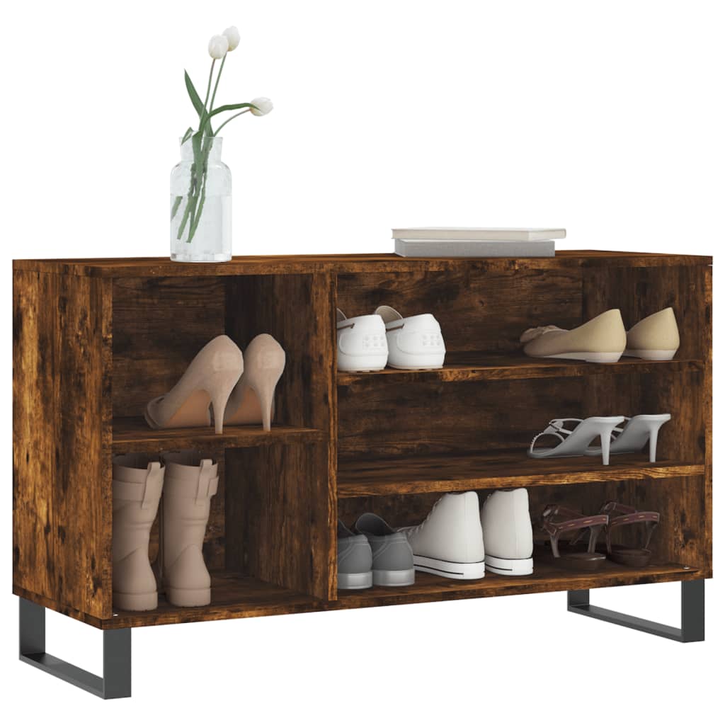 Shoe Cabinet Smoked Oak 102x36x60 cm Engineered Wood