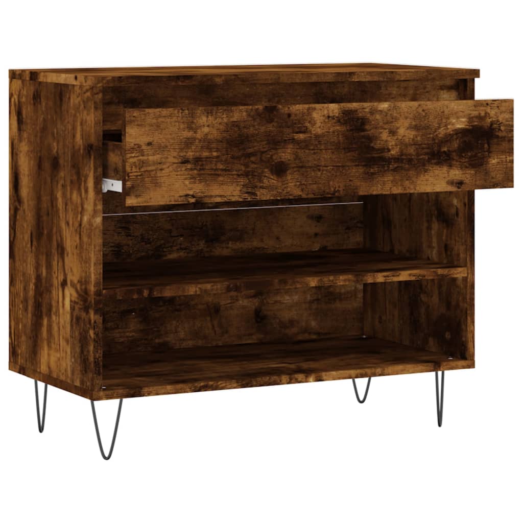 Shoe Cabinet Smoked Oak 70x36x60 cm Engineered Wood