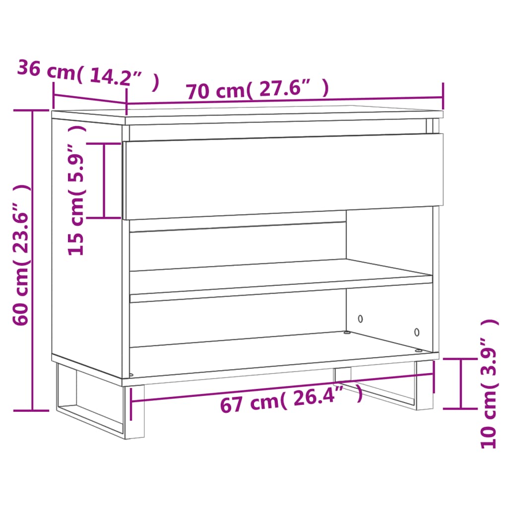 Shoe Cabinet High Gloss White 70x36x60 cm Engineered Wood