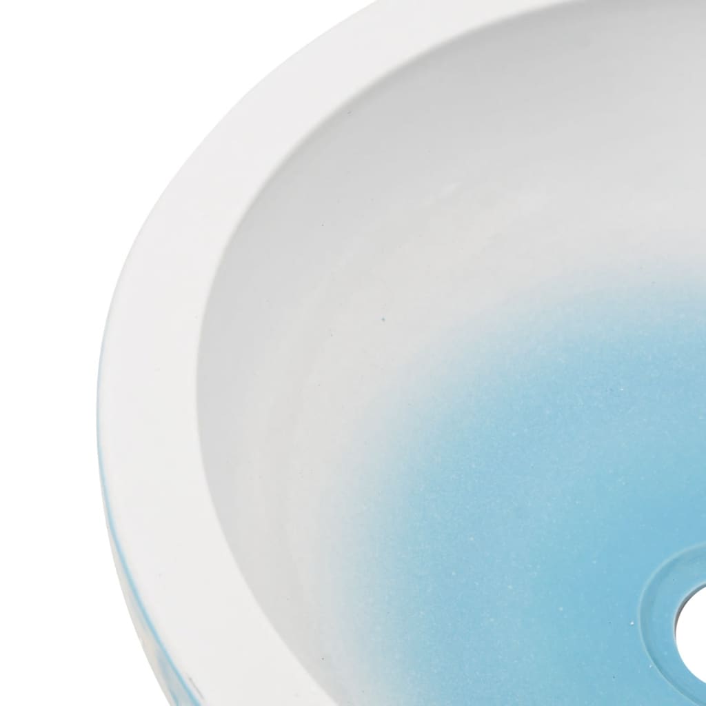 Countertop Basin White and Blue Round Φ41x14 cm Ceramic