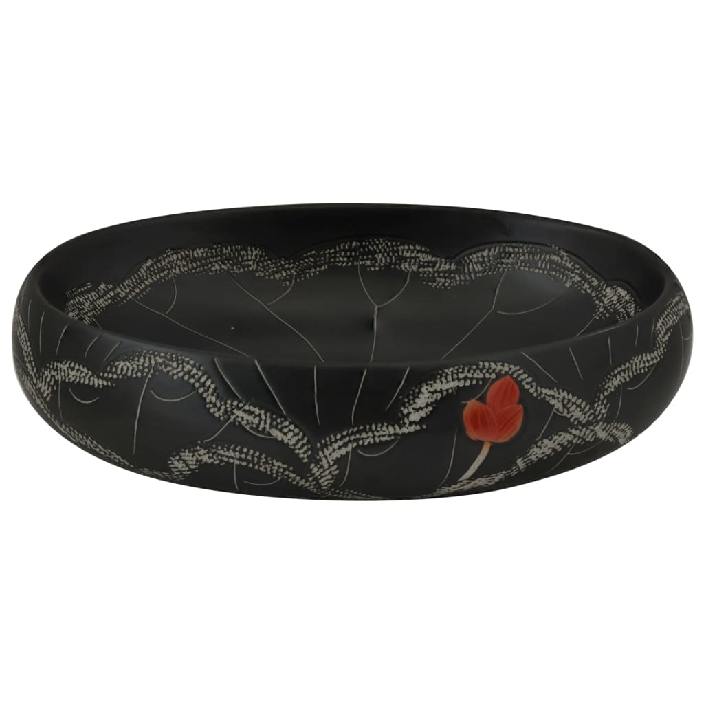 Countertop Basin Black Oval 59x40x15 cm Ceramic
