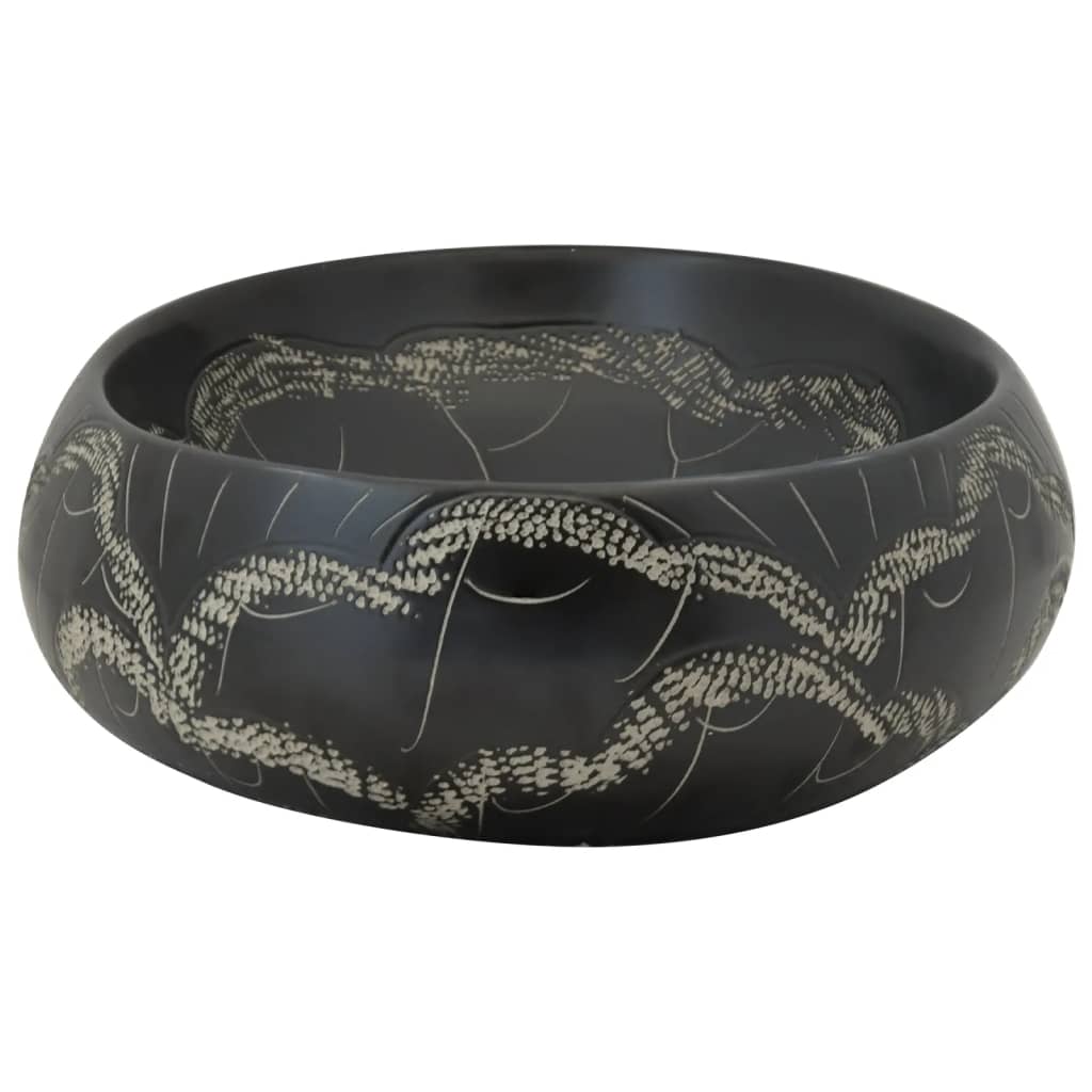 Countertop Basin Black Oval 59x40x15 cm Ceramic