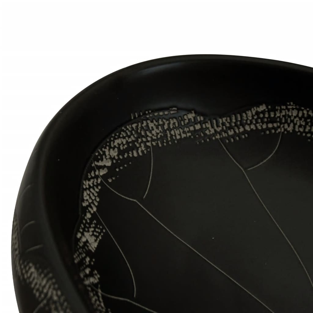 Countertop Basin Black Oval 59x40x15 cm Ceramic