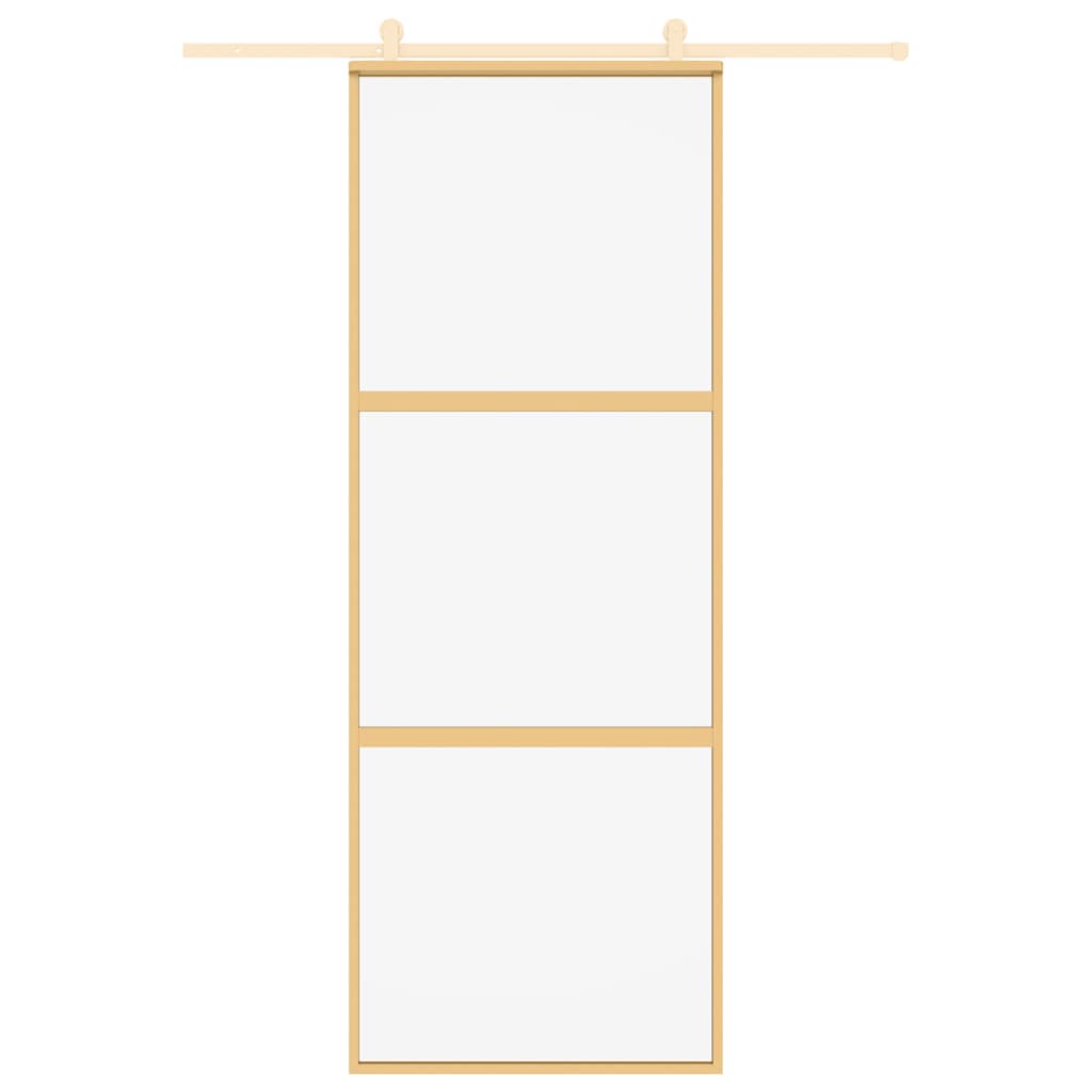 Sliding Door Gold 76x205 cm Clear ESG Glass and Aluminium