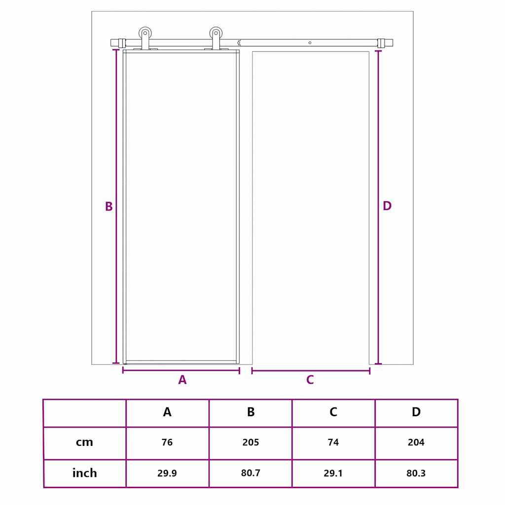Sliding Door Gold 76x205 cm Clear ESG Glass and Aluminium