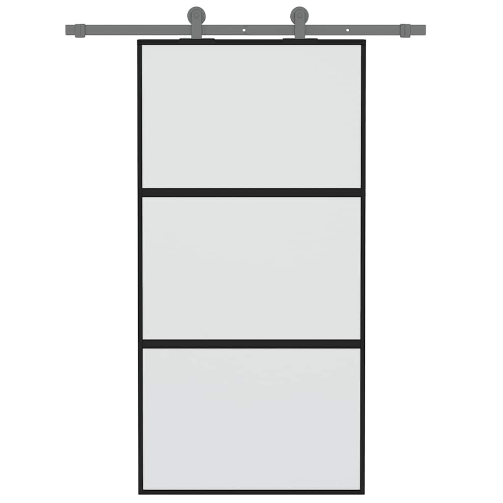 Sliding Door Black 102.5x205 cm Tempered Glass and Aluminium