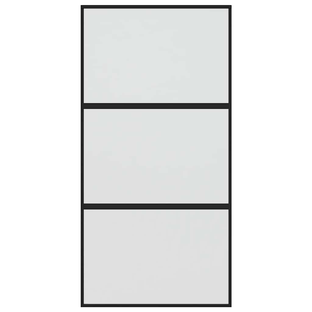 Sliding Door Black 102.5x205 cm Tempered Glass and Aluminium