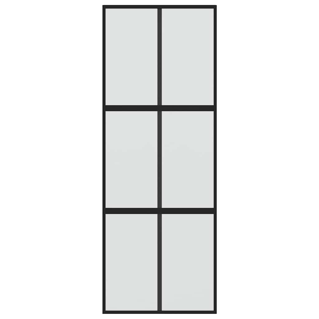 Sliding Door Black 90x205 cm Tempered Glass and Aluminium