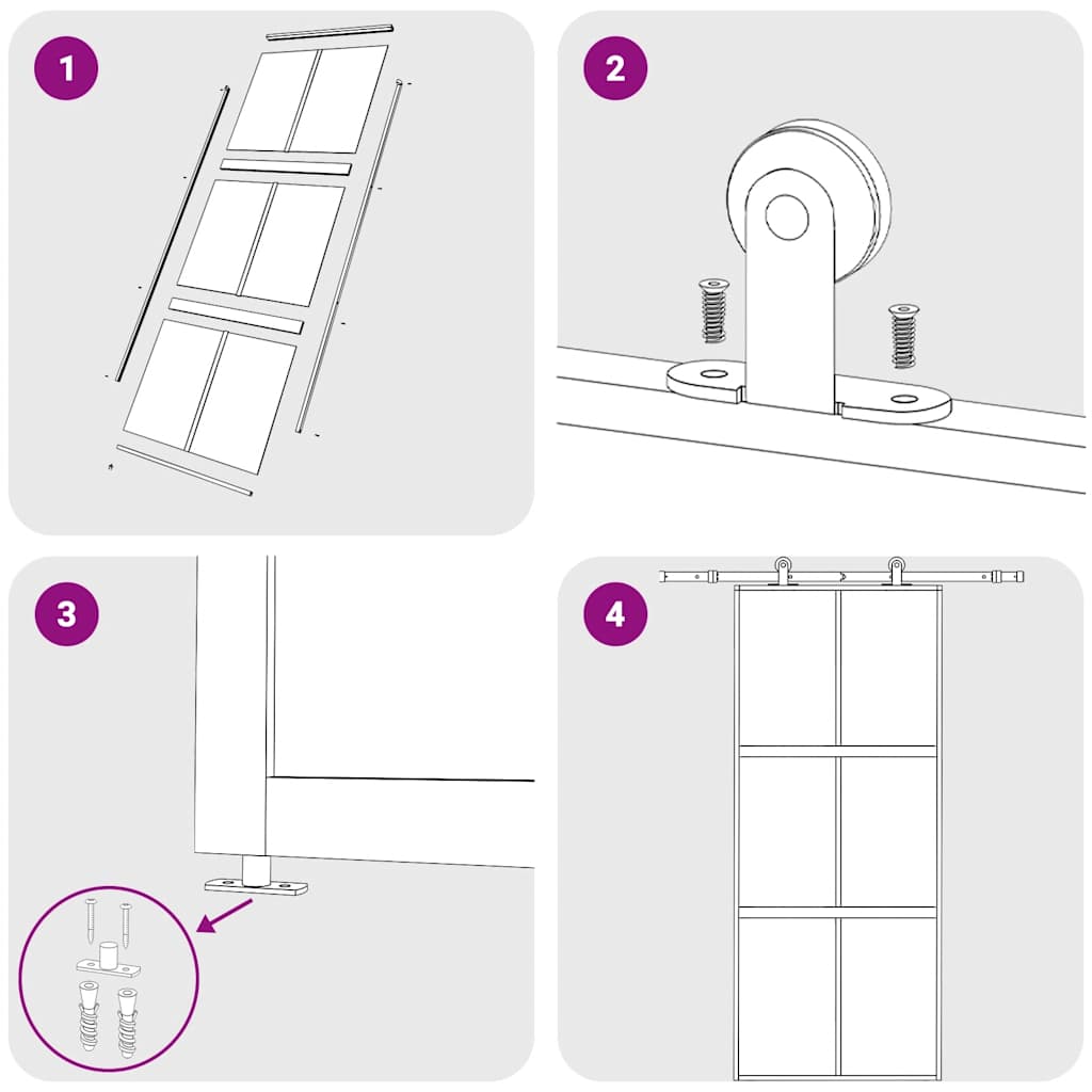 Sliding Door Black 90x205 cm Tempered Glass and Aluminium