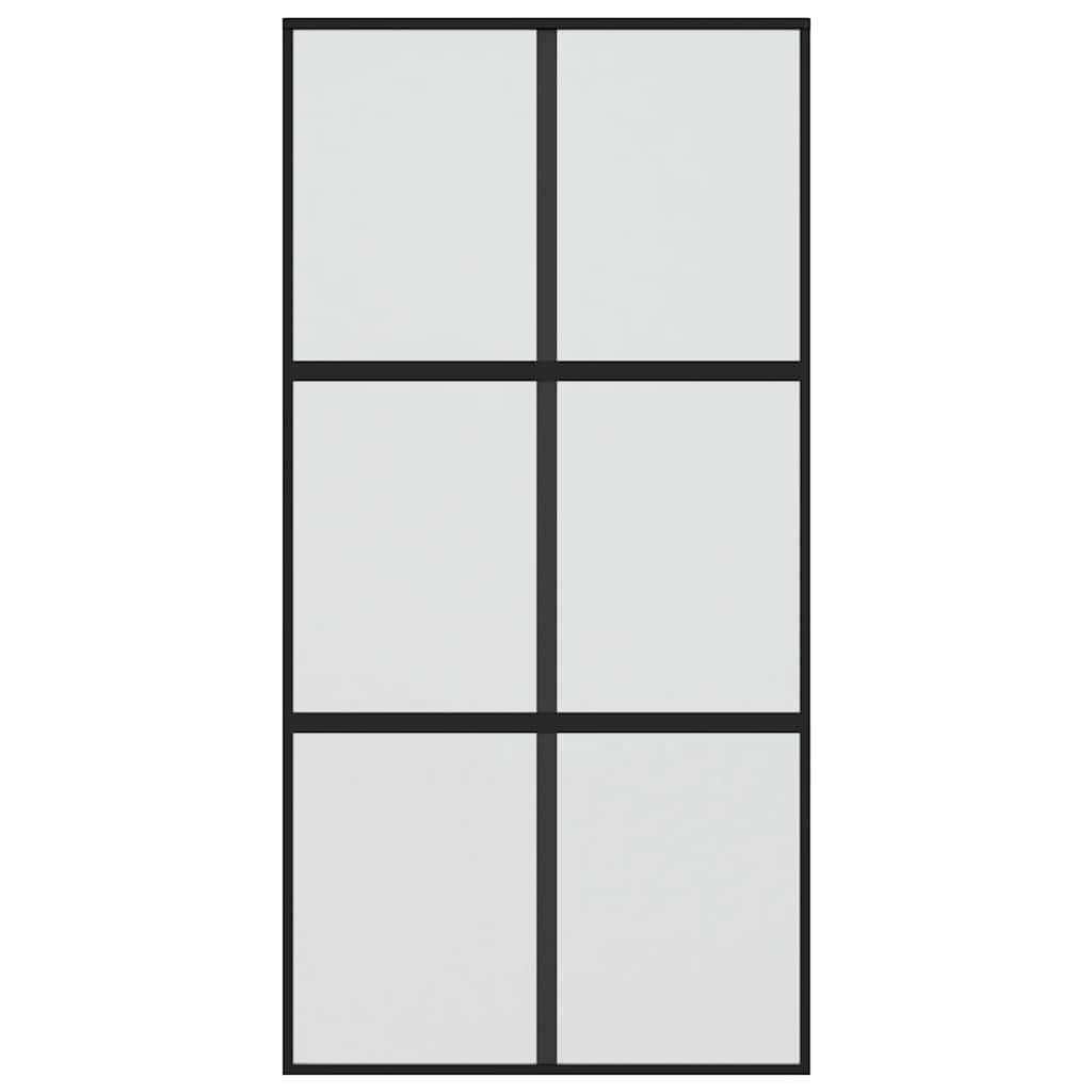 Sliding Door Black 102.5x205 cm Tempered Glass and Aluminium