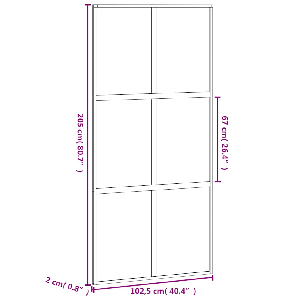 Sliding Door Black 102.5x205 cm Tempered Glass and Aluminium