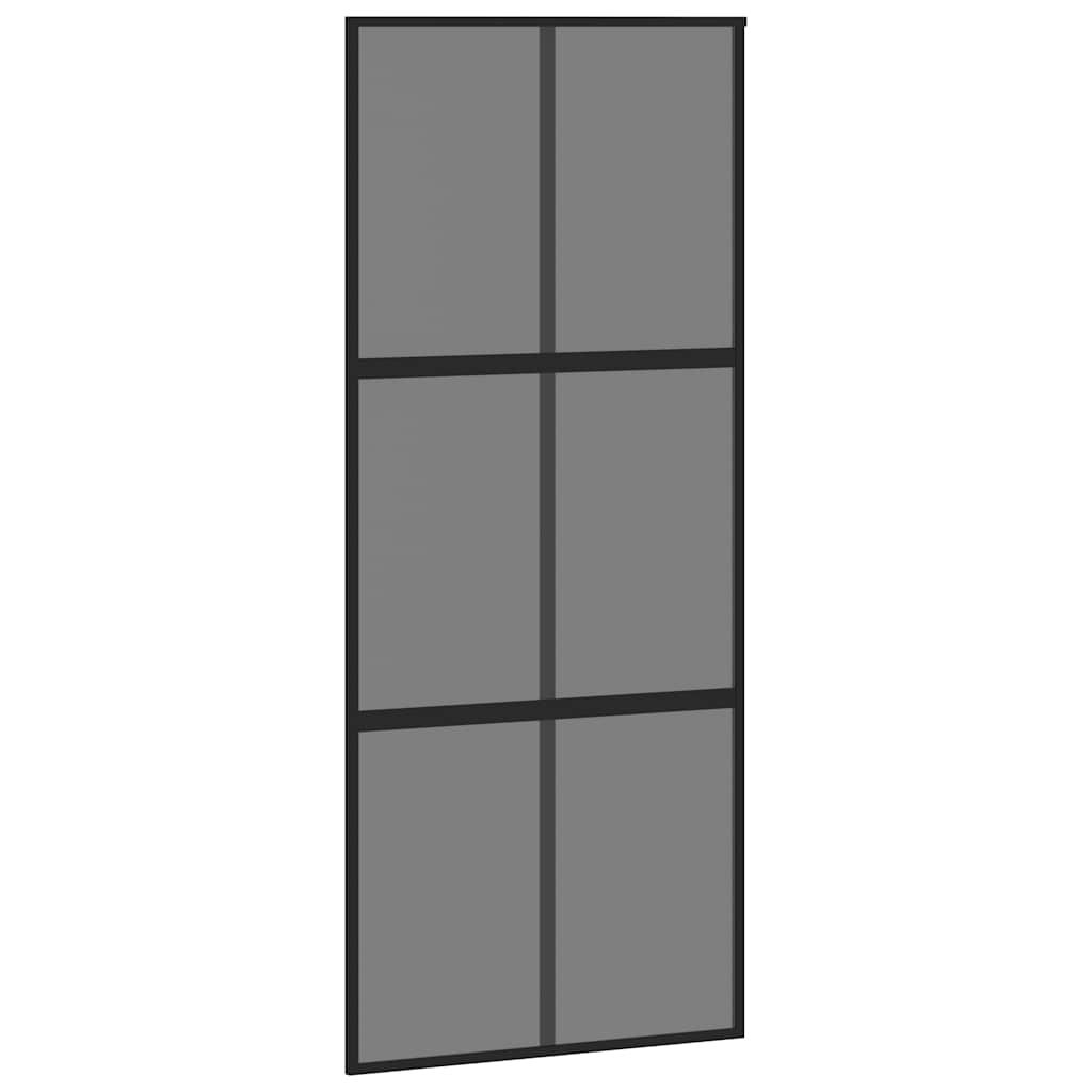 Sliding Door Black 90x205 cm Tempered Glass and Aluminium