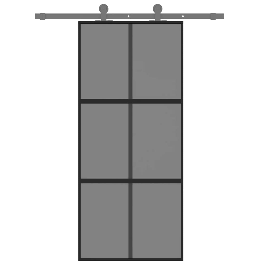 Sliding Door Black 90x205 cm Tempered Glass and Aluminium