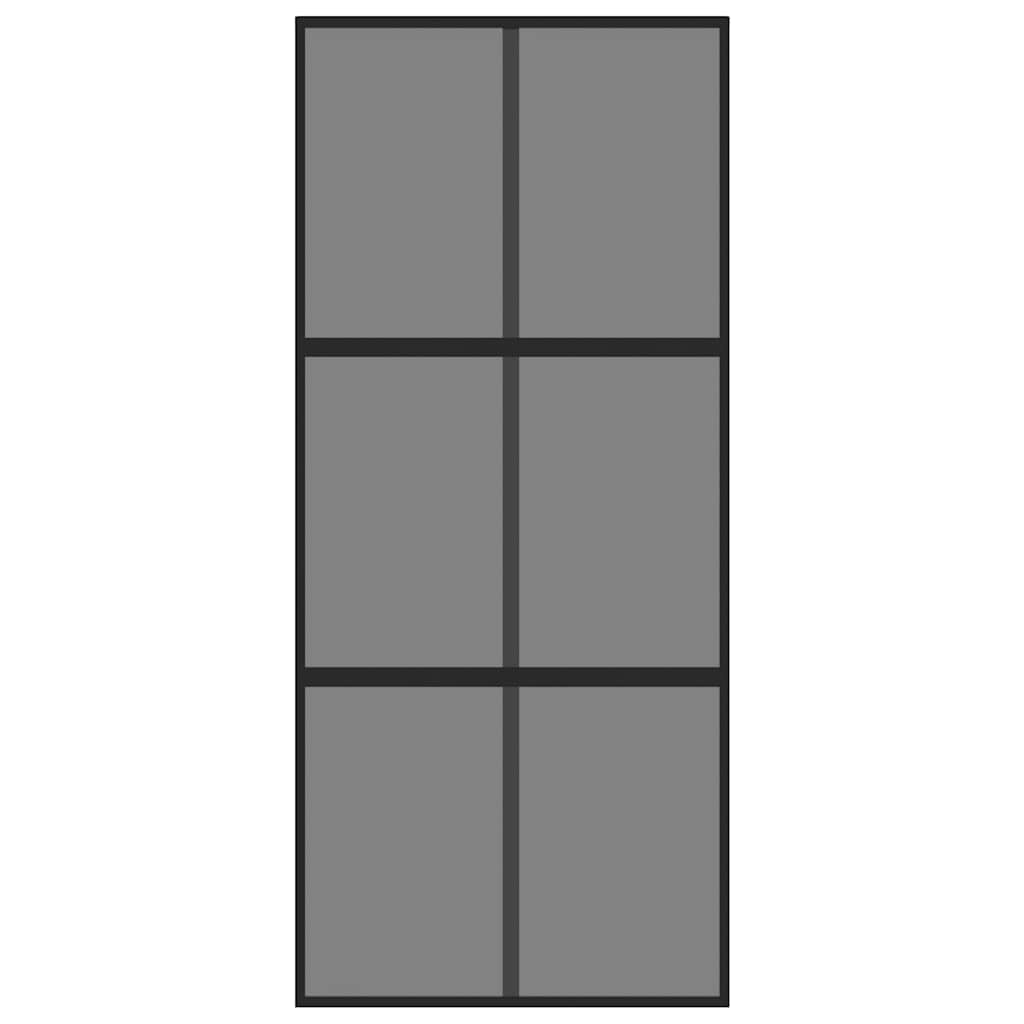 Sliding Door Black 90x205 cm Tempered Glass and Aluminium