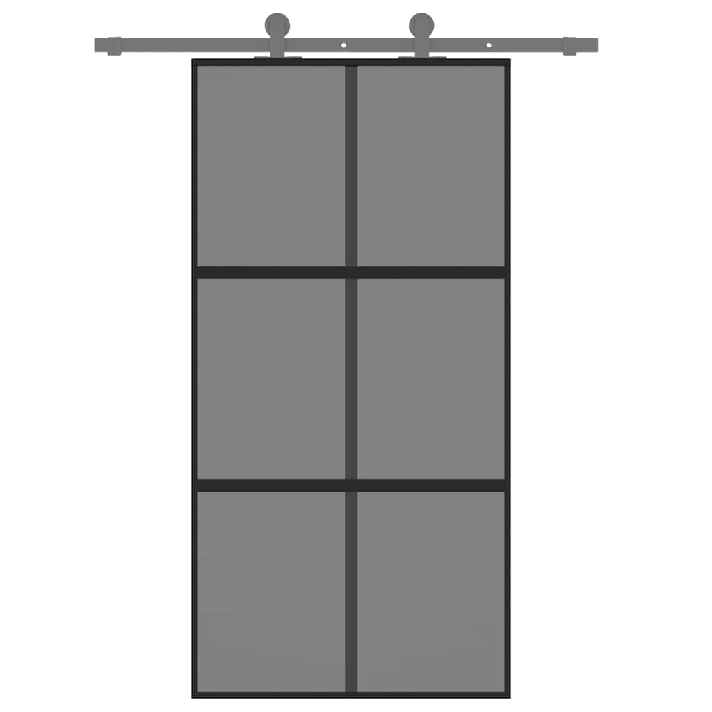 Sliding Door Black 102.5x205 cm Tempered Glass and Aluminium