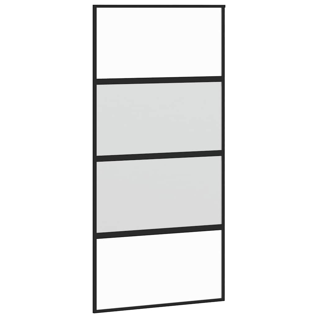 Sliding Door Black 102.5x205 cm Tempered Glass and Aluminium