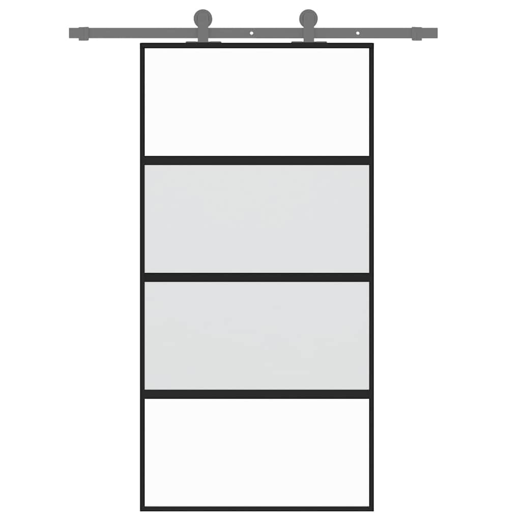 Sliding Door Black 102.5x205 cm Tempered Glass and Aluminium