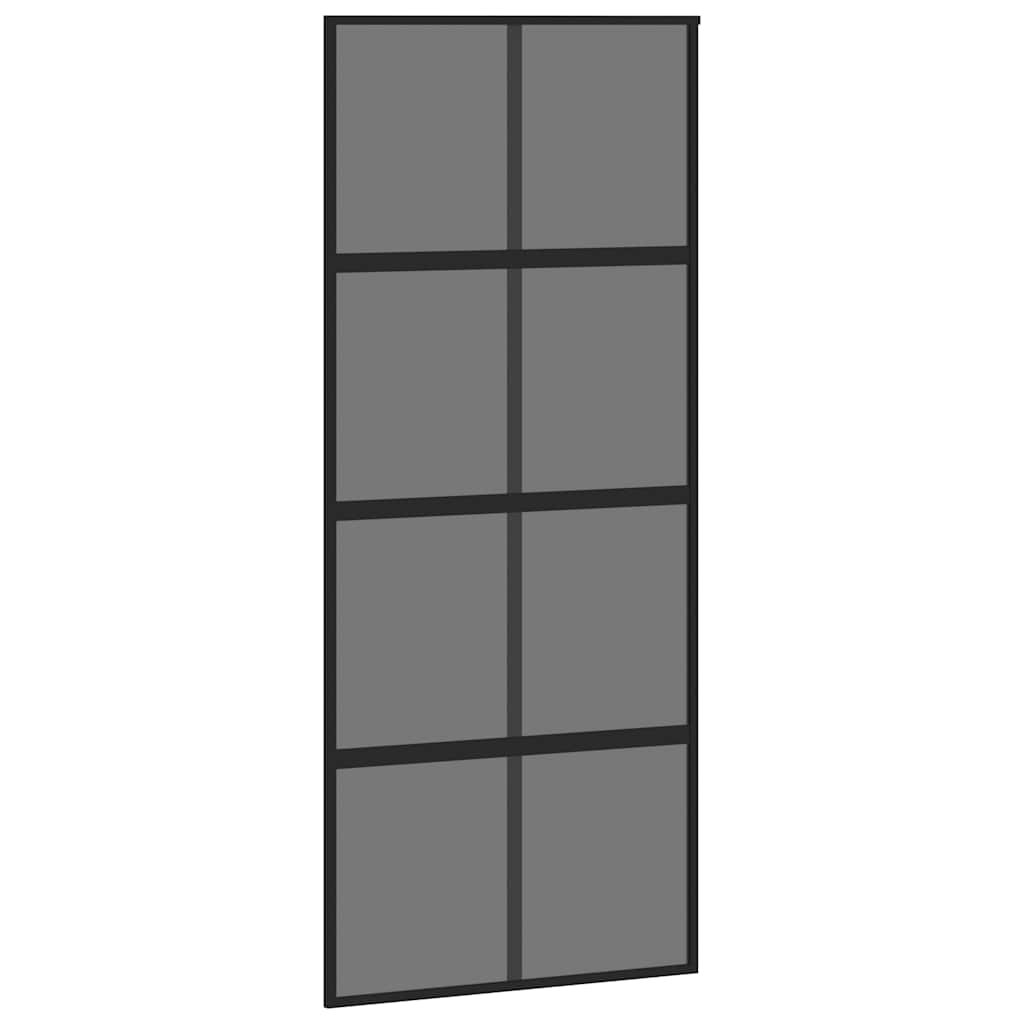 Sliding Door Black 90x205 cm Tempered Glass and Aluminium