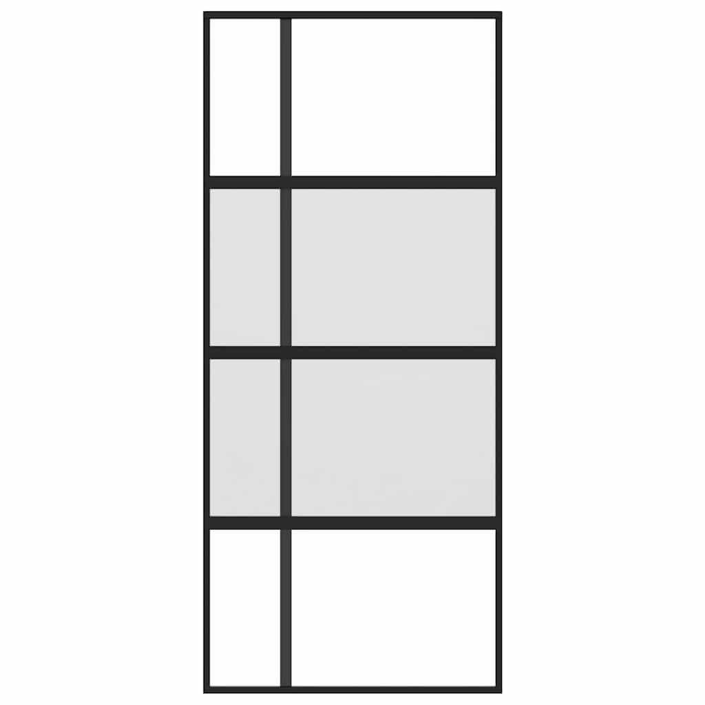 Sliding Door Black 90x205 cm Tempered Glass and Aluminium