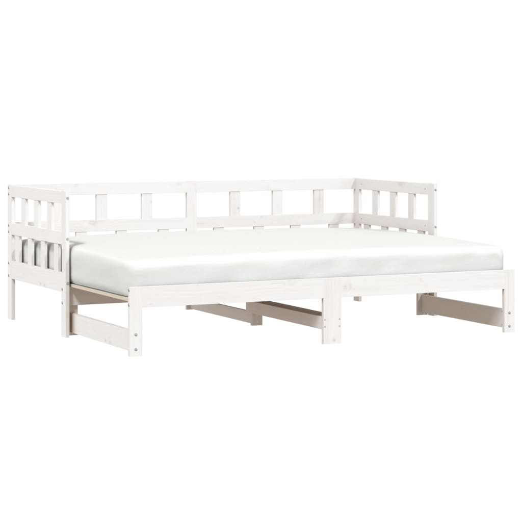 Daybed with Trundle without Mattress White 90x190 cm Single Solid Wood