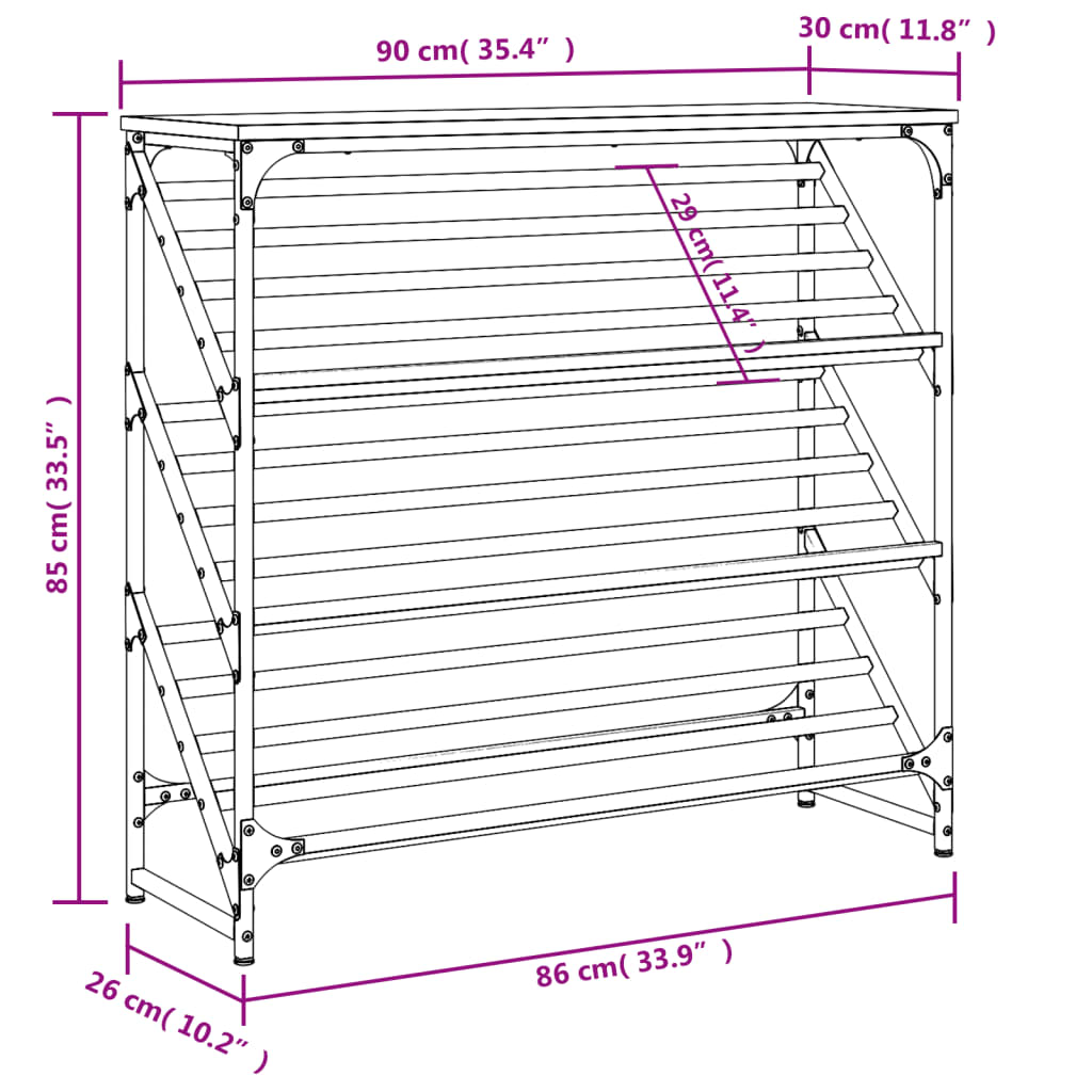 Shoe Rack Black 90x30x85 cm Engineered Wood