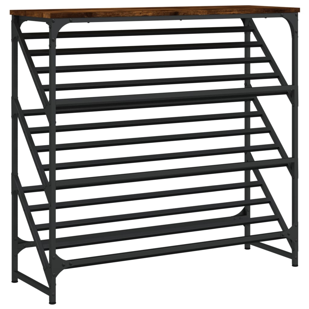 Shoe Rack Smoked Oak 90x30x85 cm Engineered Wood