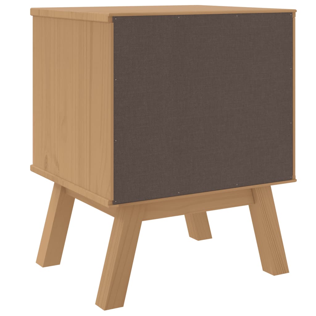 Bedside Cabinet OLDEN Brown Solid Wood Pine