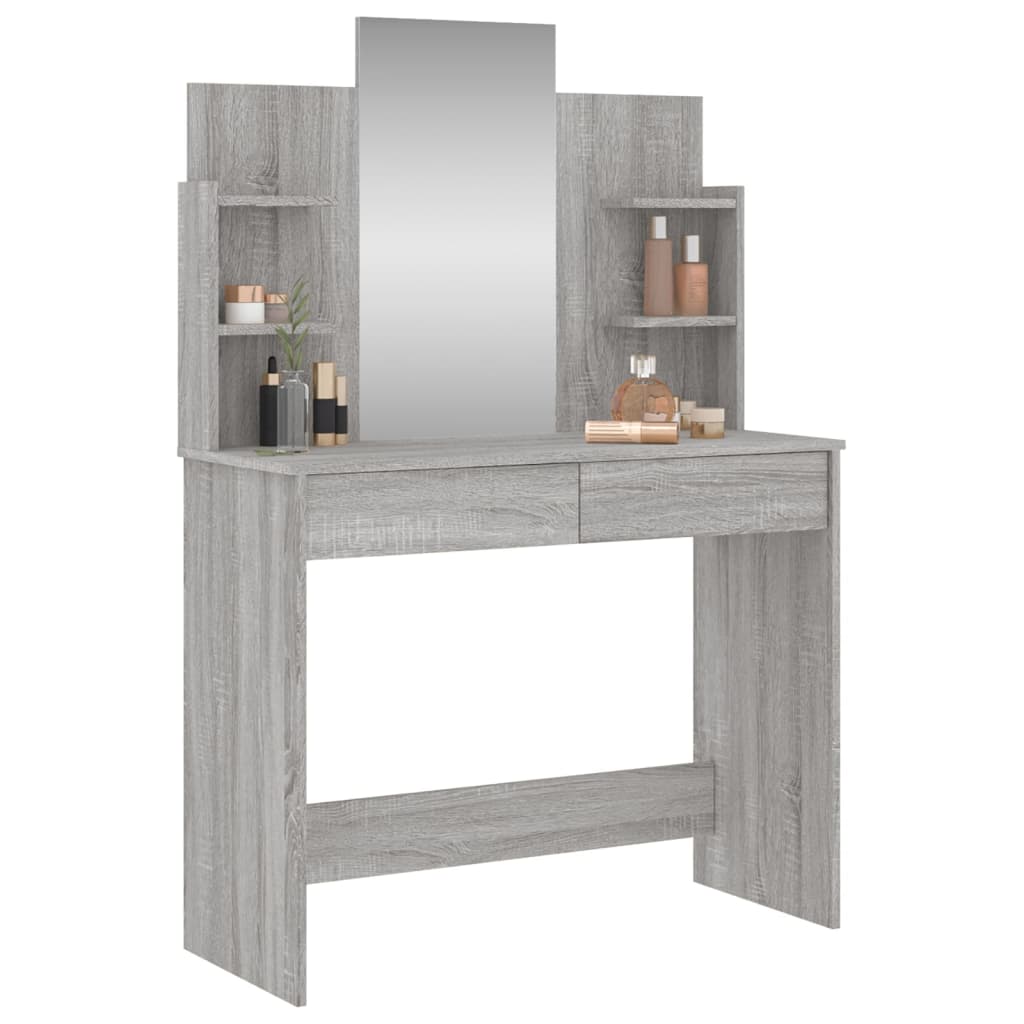 Dressing Table with Mirror Grey Sonoma 96x39x142 cm