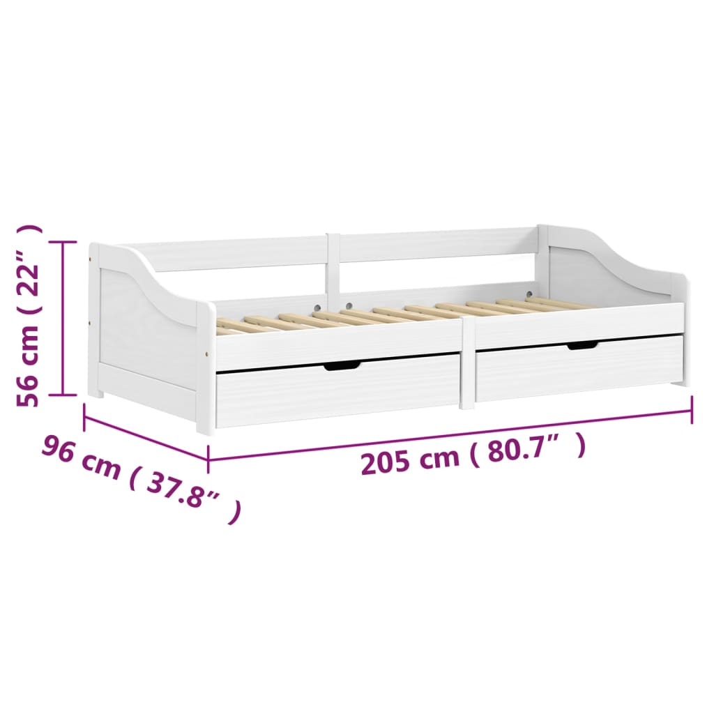Day Bed with 2 Drawers without Mattress "IRUN" White 90x200 cm
