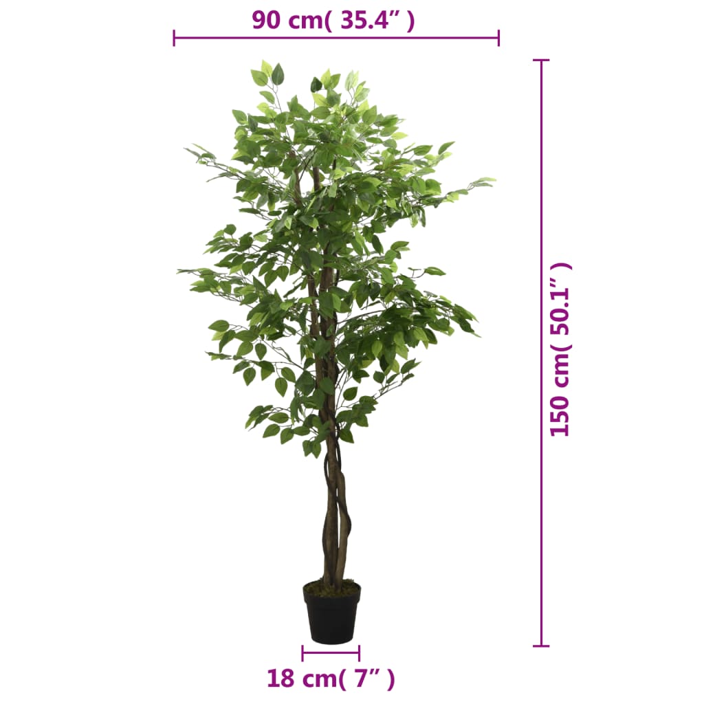 Artificial Ficus Tree 756 Leaves 150 cm Green
