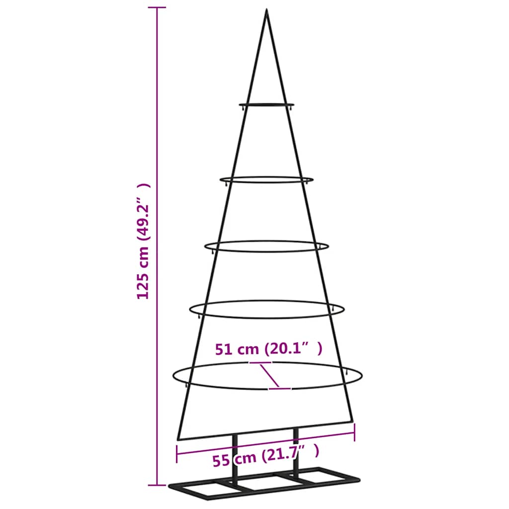 Metal Christmas Tree for Decoration Black 125 cm