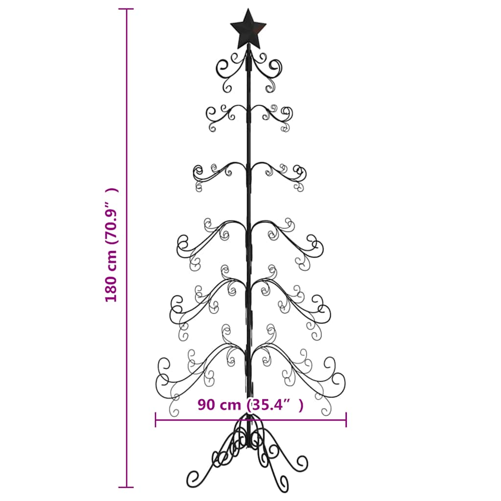 Metal Christmas Tree for Decoration Black 180 cm