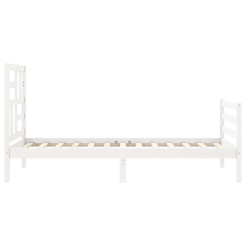 Bed Frame without Mattress White Single Solid Wood