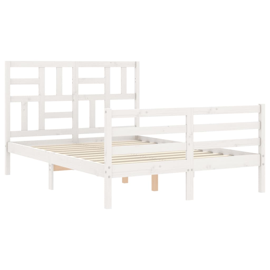 Bed Frame without Mattress White Small Double Solid Wood