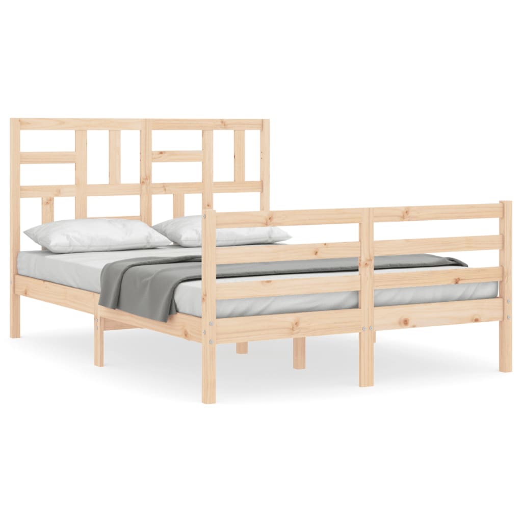 Bed Frame without Mattress Double Solid Wood