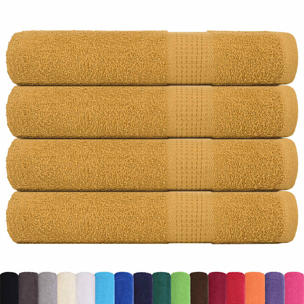 Towels 4 pcs Gold 100x200 cm 360 gsm 100% Cotton