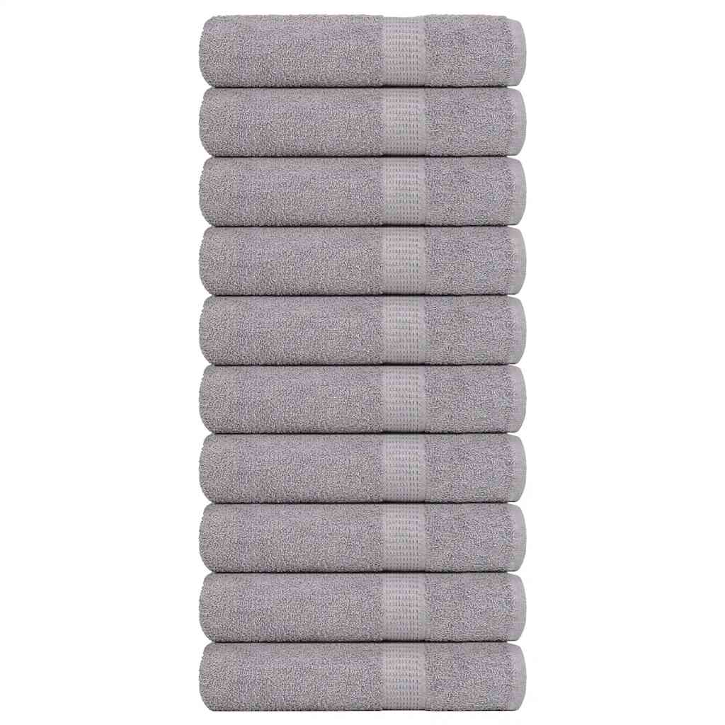 Hand Towels 10 pcs Grey 50x100 cm 360 gsm 100% Cotton