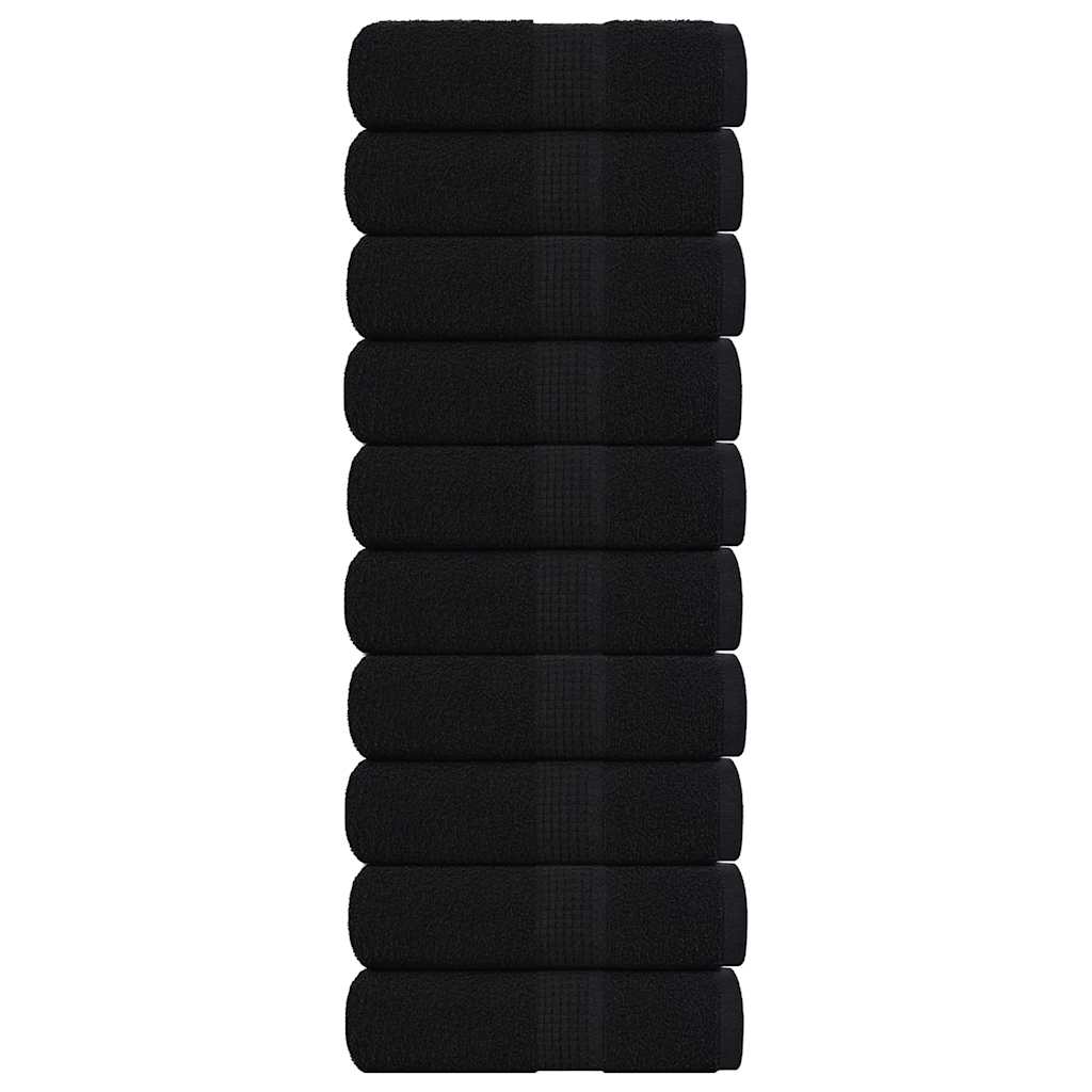 Guest Towels 10 pcs Black 30x50 cm 360 gsm 100% Cotton