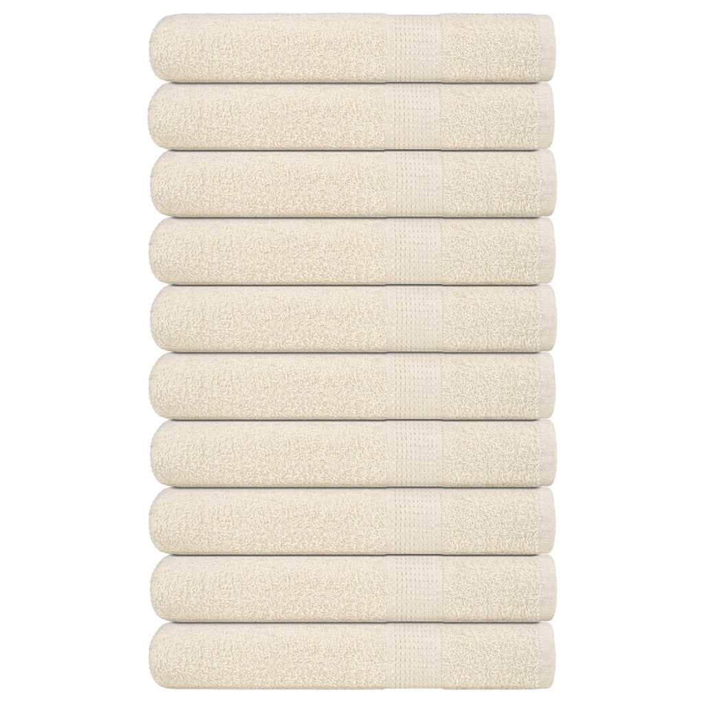 Towels 10 pcs Cream 100x200 cm 360 gsm 100% Cotton